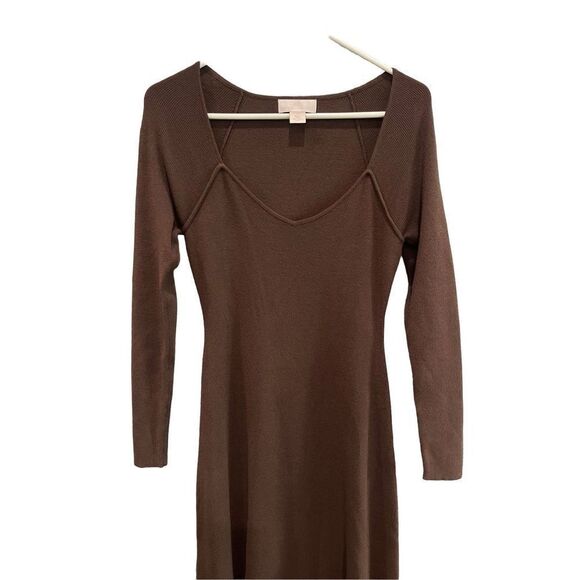 Rachel Parcell Womens Brown Sweetheart Rib Knit Long Sleeve Midi Dress Small - Picture 4 of 7